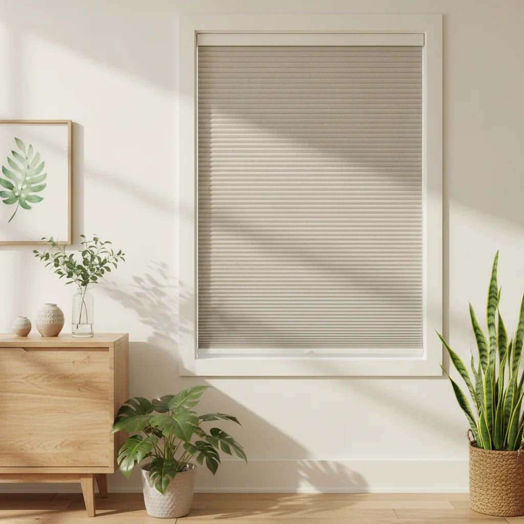 Custom Blackout Cellular Shades - OM3-13 in Dining Corner