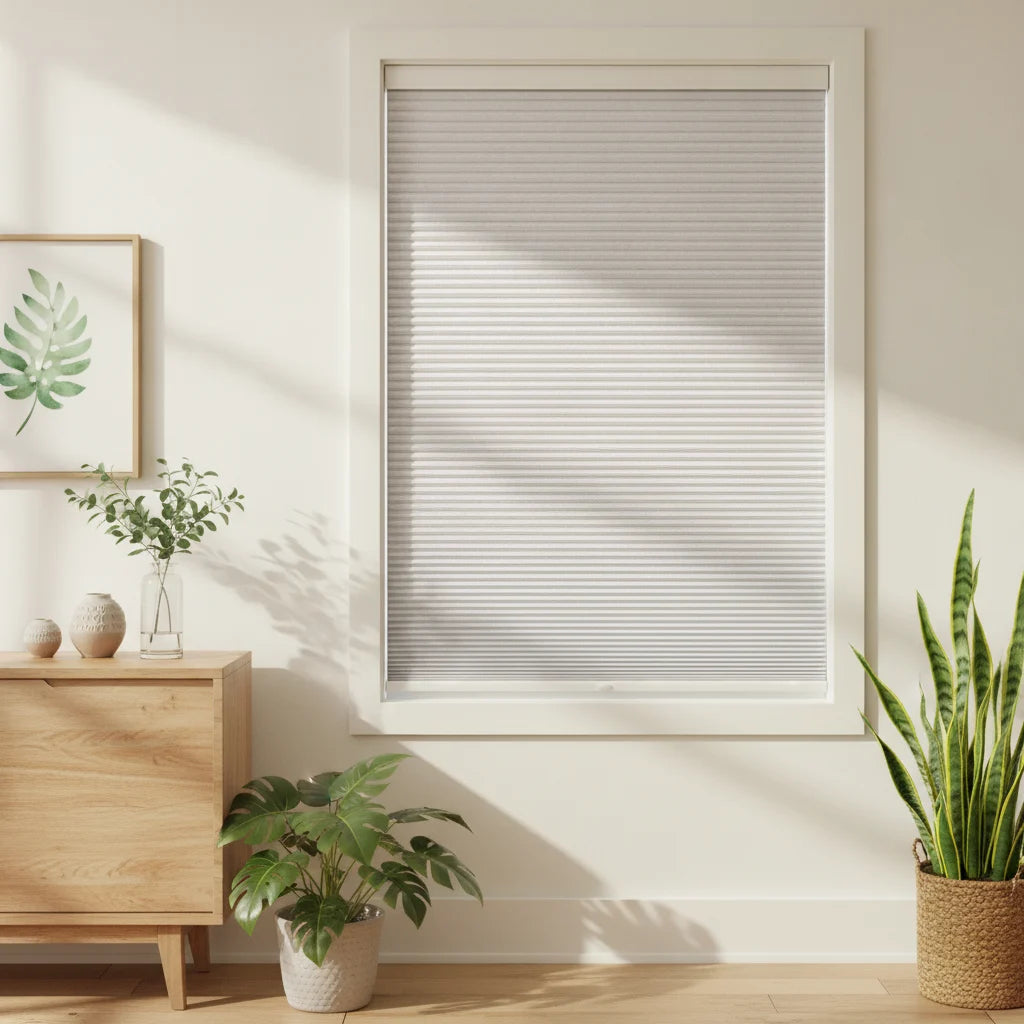 Custom Blackout Cellular Shades - OM3-14 in Dining Corner