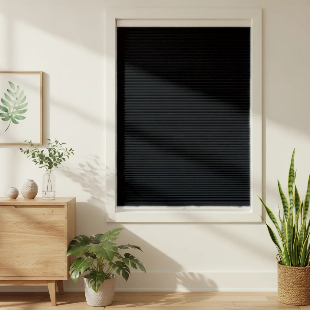 Custom Blackout Cellular Shades - OM3-6 in Dining Corner