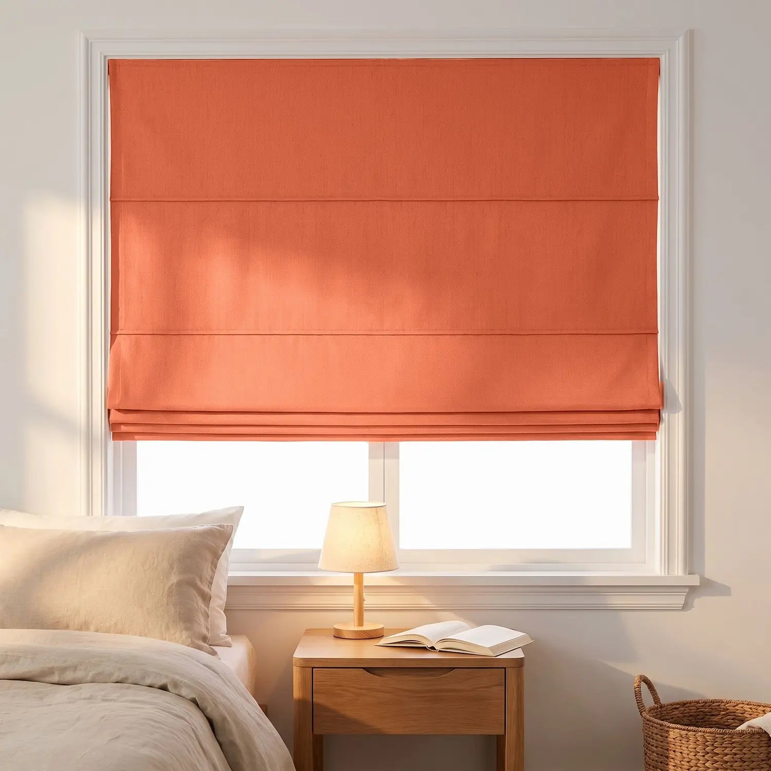 Custom Roman Shade - Rosewood in room