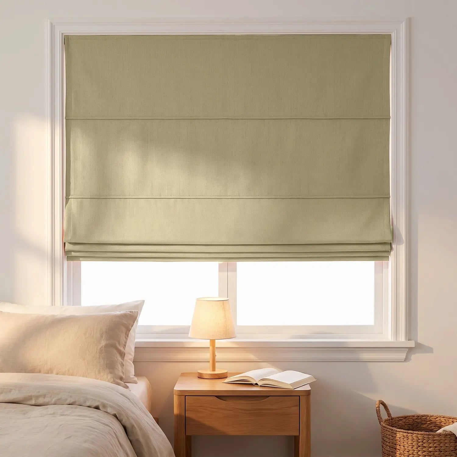 Custom Roman Shade - Honey Gold in room
