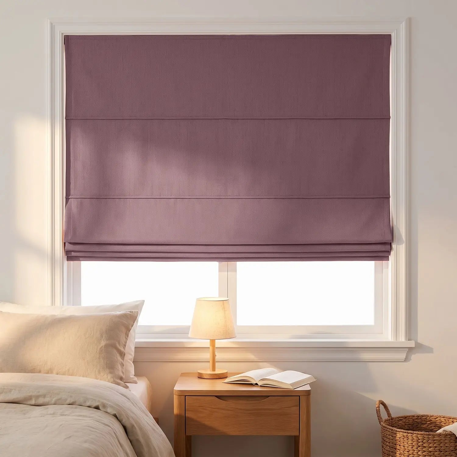 Custom Roman Shade - Mushroom in room