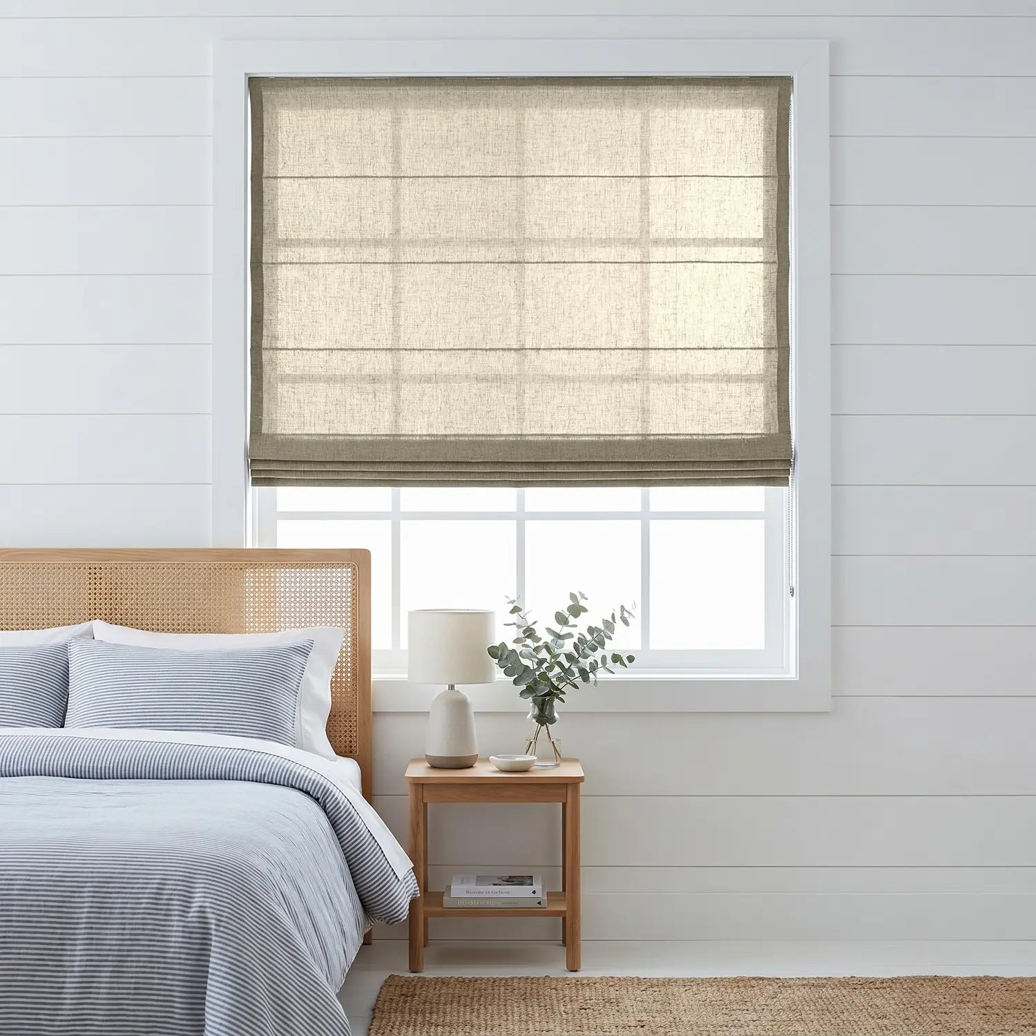 Custom Roman Shade - Terracotta in room