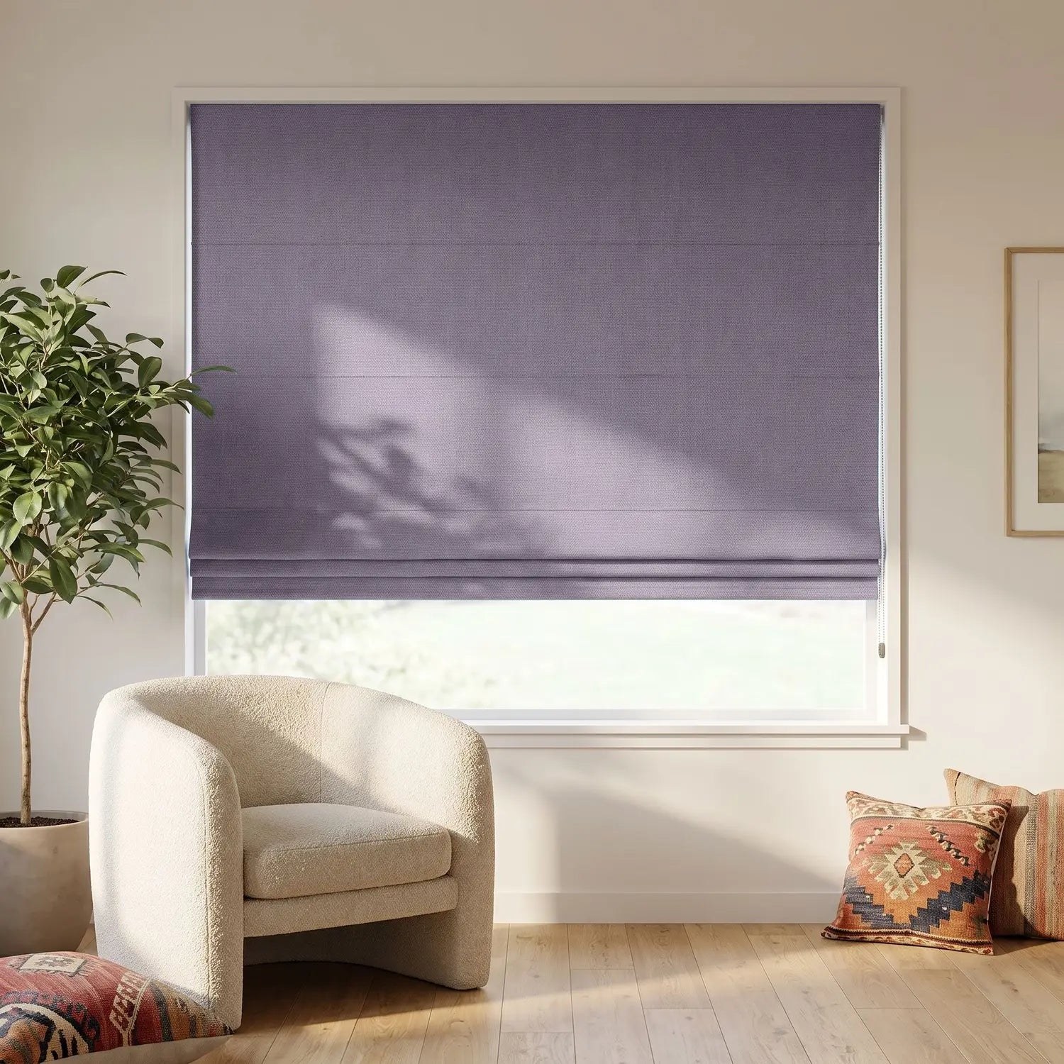Custom Roman Shade - Mushroom in room
