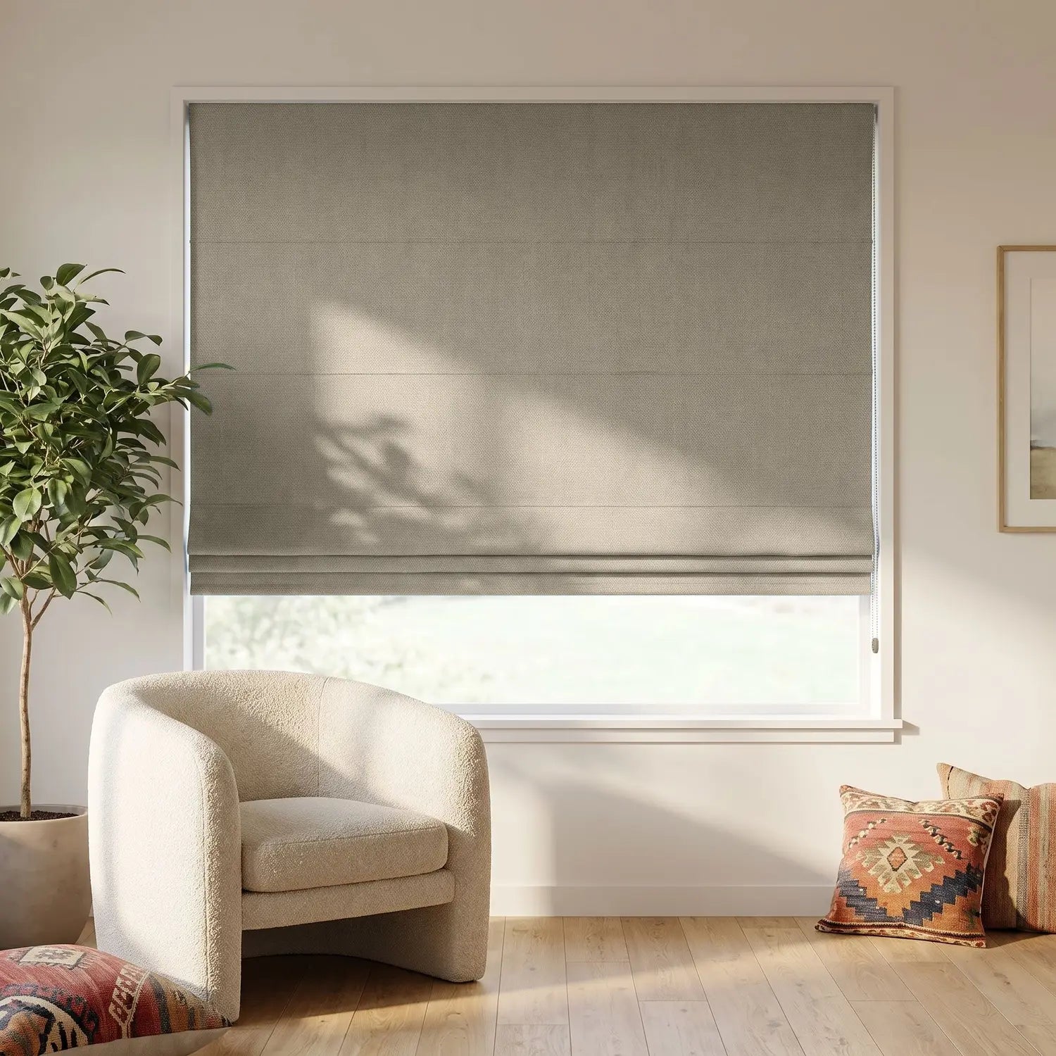 Custom Roman Shade - Apricot in room