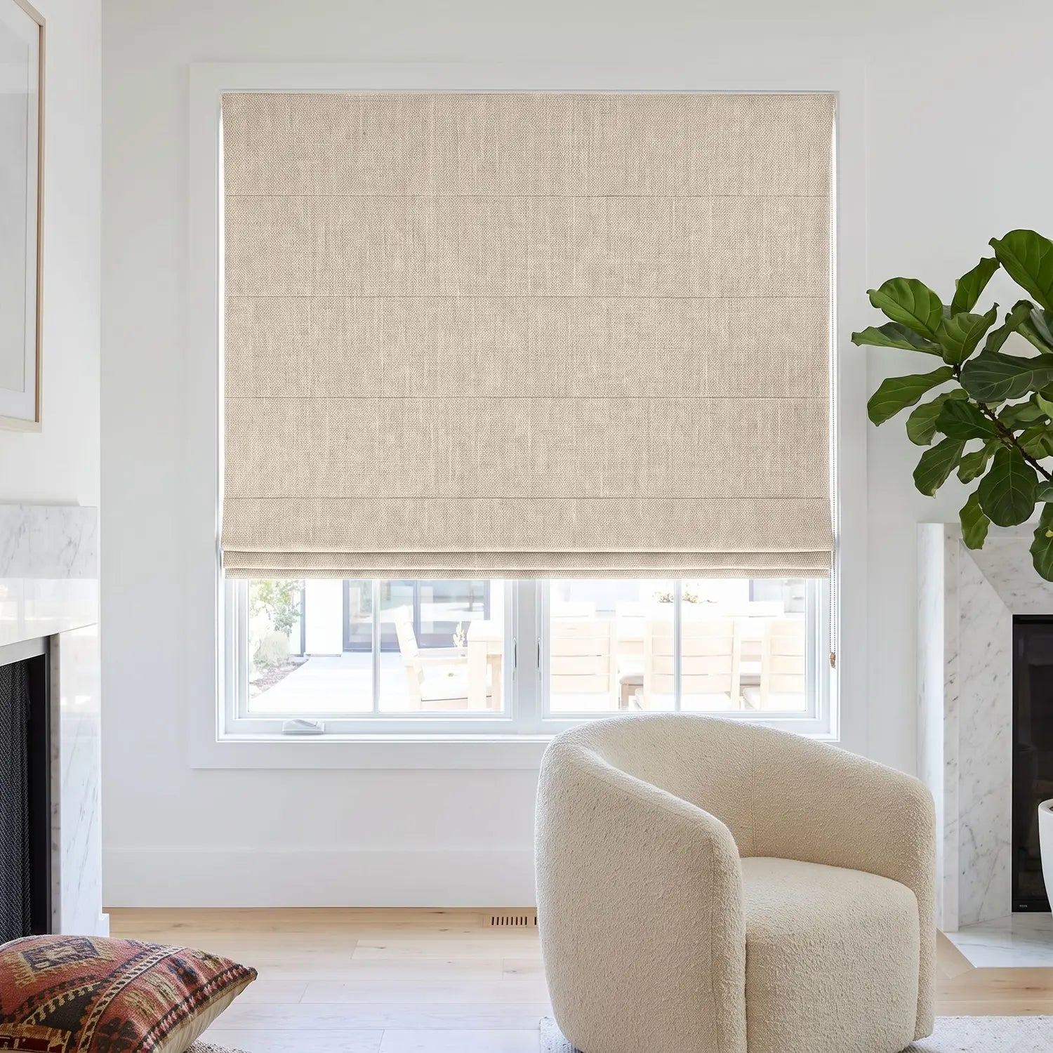 Custom Roman Shade - Apricot in room