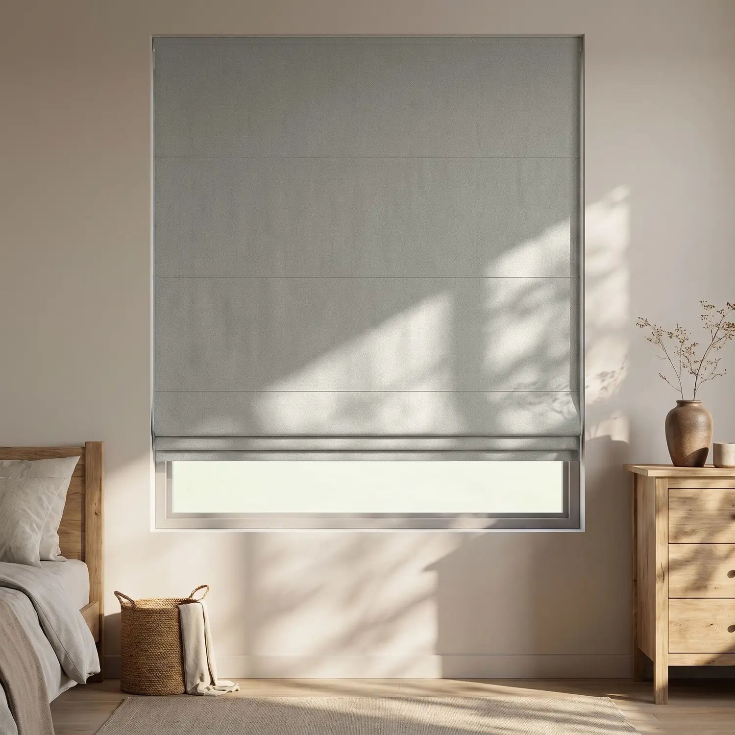 Custom Roman Shade - Ivory in room