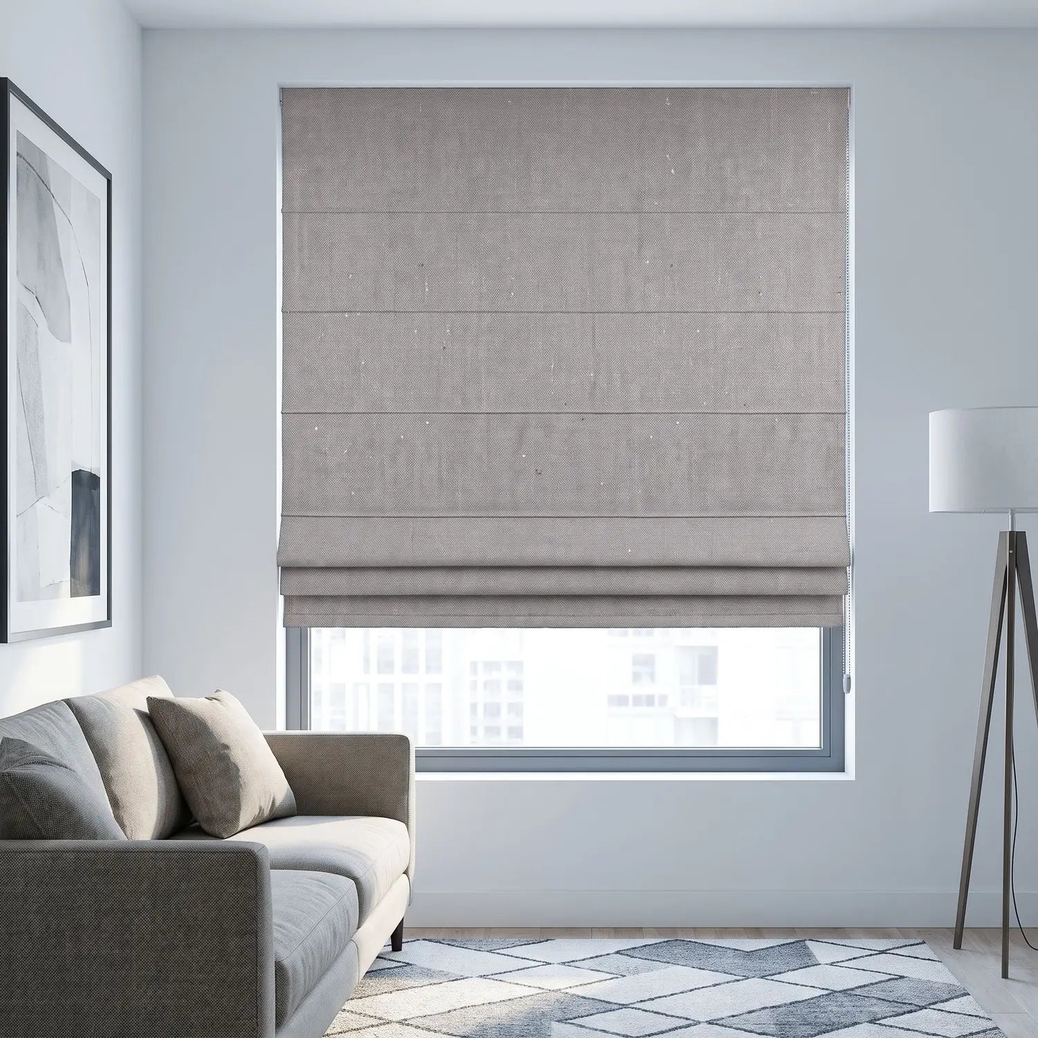 Custom Roman Shade - Mushroom in room